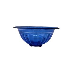 Vintage Hazel Atlas Ritz Blue Mixing Bowl 1930s Art Deco 7.75” Glass